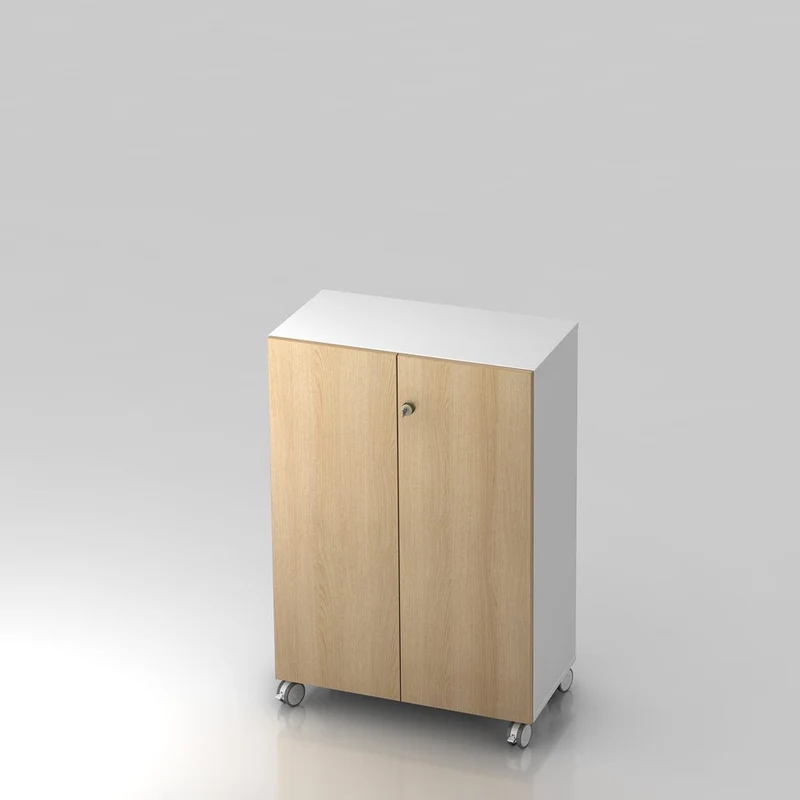 Mobiler Aktenschrank Büroschrank Pure - 3 Ordnerhöhen 80cm breit auf Rollen