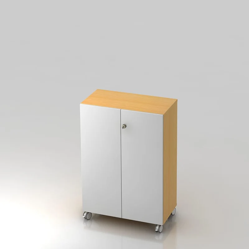 Mobiler Aktenschrank Büroschrank Pure - 3 Ordnerhöhen 80cm breit auf Rollen