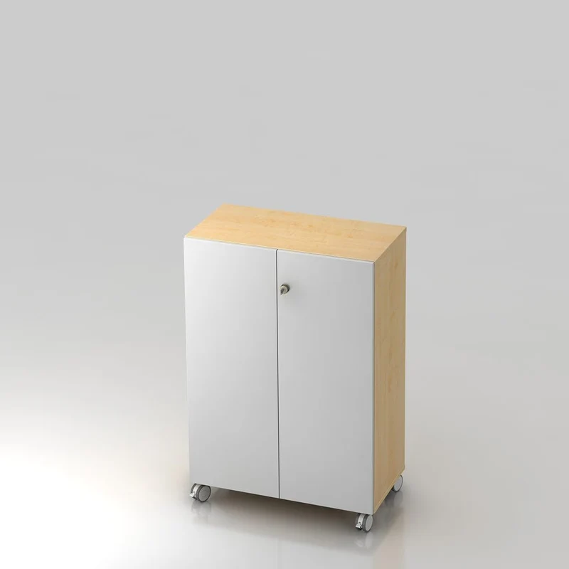 Mobiler Aktenschrank Büroschrank Pure - 3 Ordnerhöhen 80cm breit auf Rollen