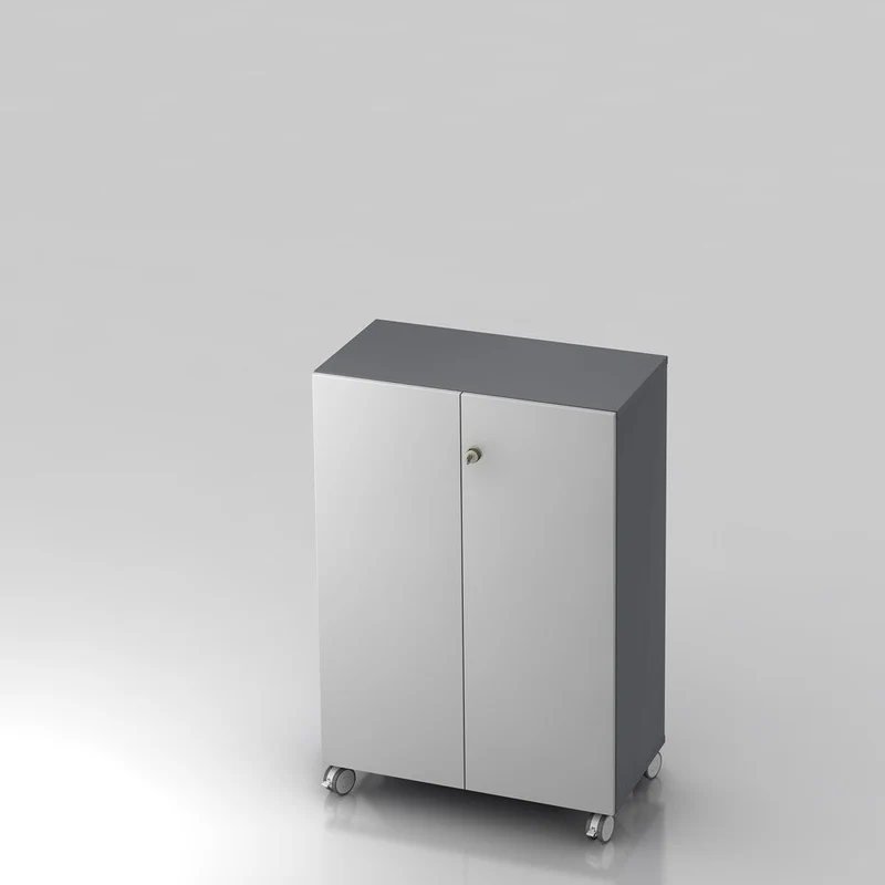 Mobiler Aktenschrank Büroschrank Pure - 3 Ordnerhöhen 80cm breit auf Rollen