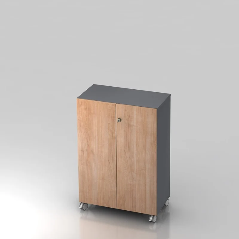 Mobiler Aktenschrank Büroschrank Pure - 3 Ordnerhöhen 80cm breit auf Rollen