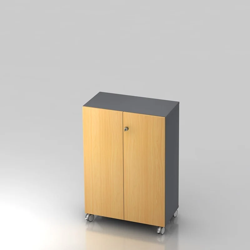 Mobiler Aktenschrank Büroschrank Pure - 3 Ordnerhöhen 80cm breit auf Rollen