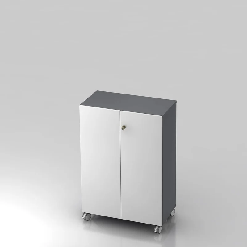 Mobiler Aktenschrank Büroschrank Pure - 3 Ordnerhöhen 80cm breit auf Rollen