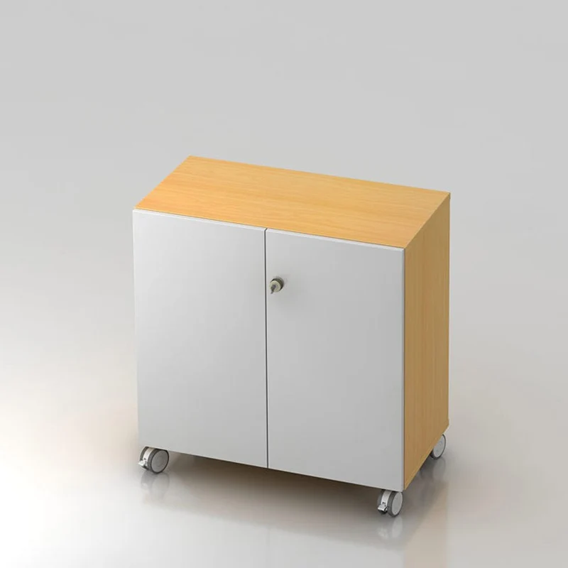 Mobiler Aktenschrank Büroschrank Pure - 2 Ordnerhöhen 80cm breit auf Rollen