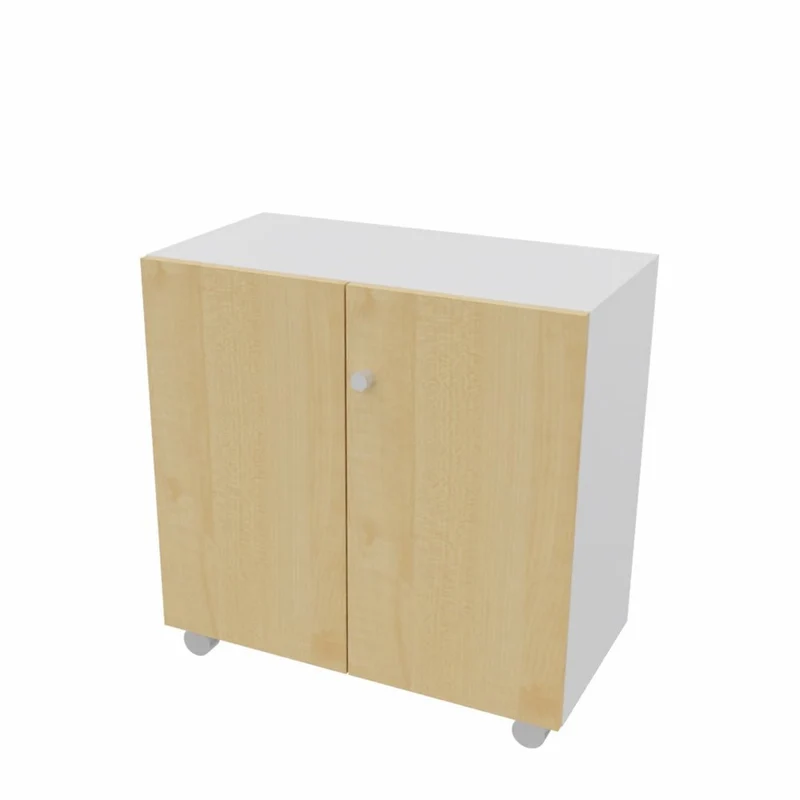 Mobiler Aktenschrank Büroschrank Pure - 2 Ordnerhöhen 80cm breit auf Rollen