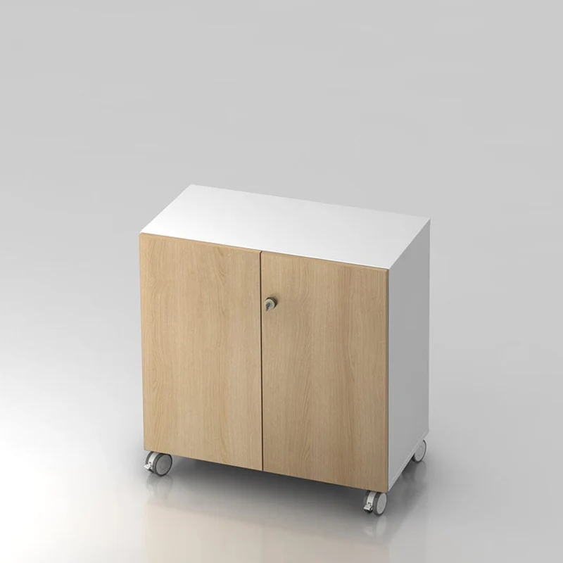 Mobiler Aktenschrank Büroschrank Pure - 2 Ordnerhöhen 80cm breit auf Rollen