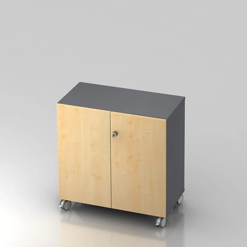 Mobiler Aktenschrank Büroschrank Pure - 2 Ordnerhöhen 80cm breit auf Rollen