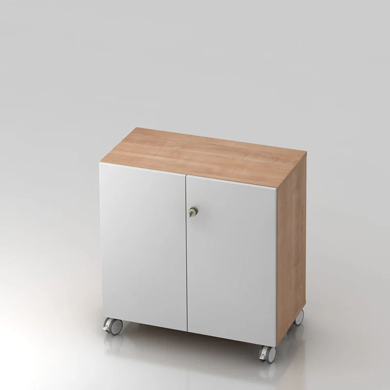 Mobiler Aktenschrank Büroschrank Pure - 2 Ordnerhöhen 80cm breit auf Rollen