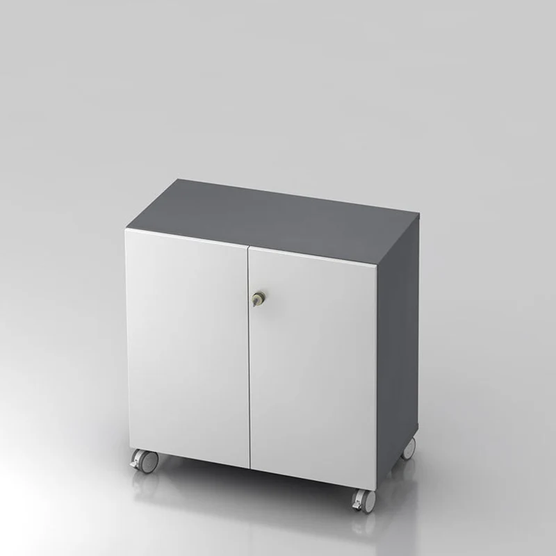 Mobiler Aktenschrank Büroschrank Pure - 2 Ordnerhöhen 80cm breit auf Rollen
