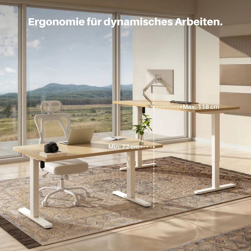 Basic Höhenverstellbarer Schreibtisch mit Entire Board Desktop