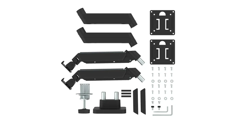 Dual-Monitor-Halterung für 17–32 Zoll Bildschirme – Schwenkbar, Neigbar, Höhenverstellbar – 2–10 kg Tragkraft pro Arm – Schwarz/Weiß