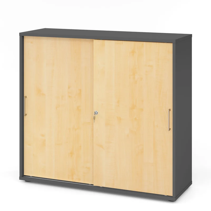 Hammerbacher Schiebetürenschrank 1753S | 3 Ordnerhöhen | abschließbar | 120 x 110 x 40cm