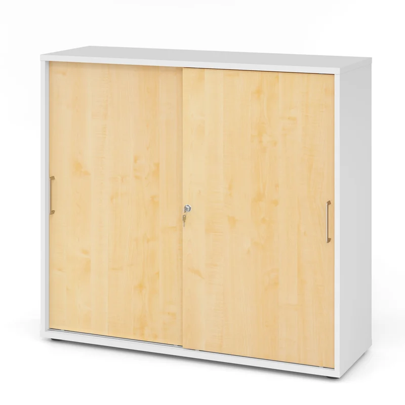 Hammerbacher Schiebetürenschrank 1753S | 3 Ordnerhöhen | abschließbar | 120 x 110 x 40cm
