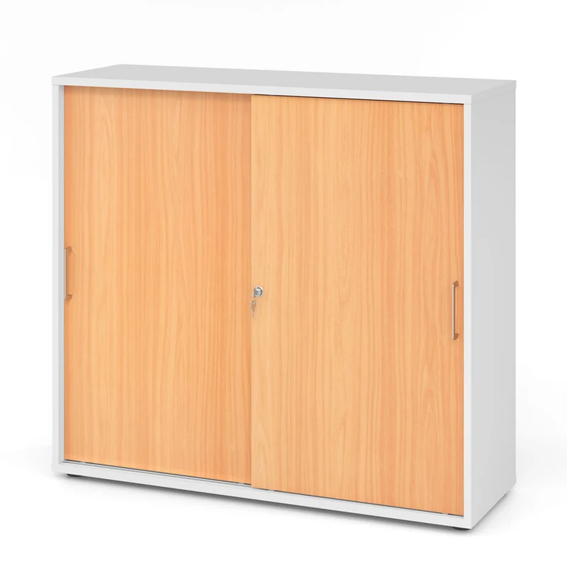 Hammerbacher Schiebetürenschrank 1753S | 3 Ordnerhöhen | abschließbar | 120 x 110 x 40cm