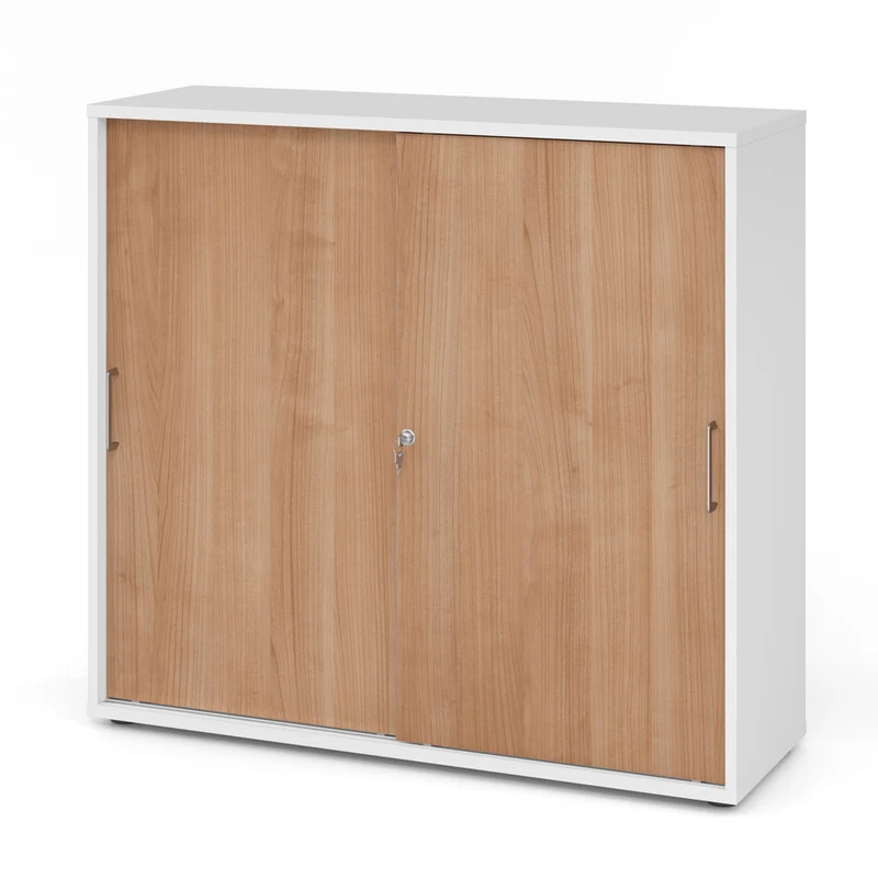 Hammerbacher Schiebetürenschrank 1753S | 3 Ordnerhöhen | abschließbar | 120 x 110 x 40cm