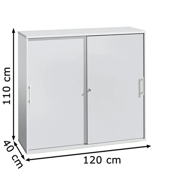 Hammerbacher Schiebetürenschrank 1753S | 3 Ordnerhöhen | abschließbar | 120 x 110 x 40cm
