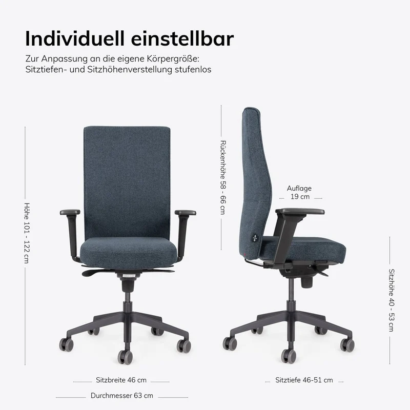 Ergonomischer Bürostuhl lento Genesis | wohnlicher Wollstoff