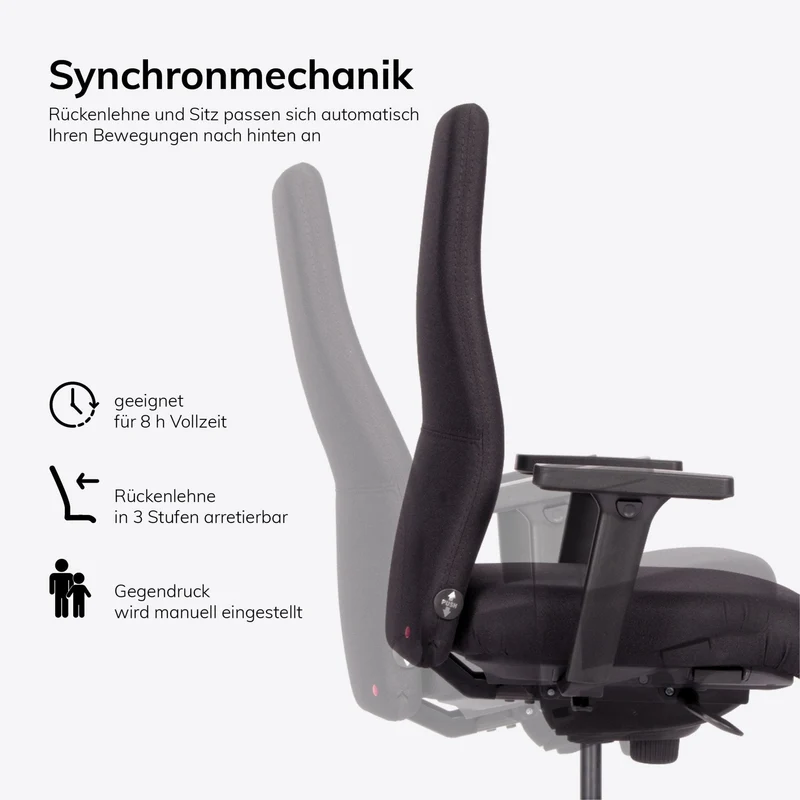 Ergonomischer Bürostuhl lento agilis AG10 Start-UP mit 2D Armlehnen