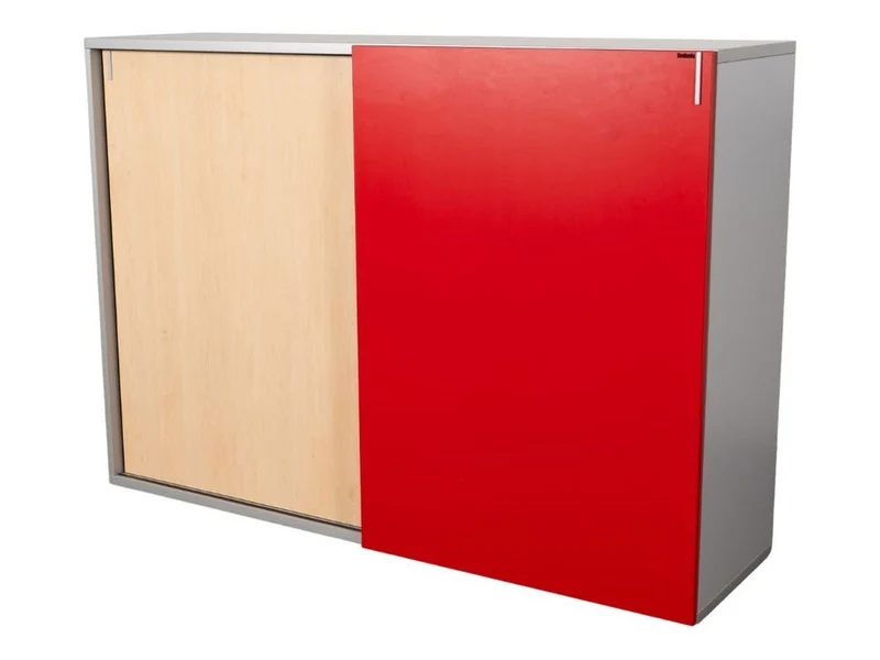 Schiebetürschrank Ahorn/Rot Svoboda gebraucht