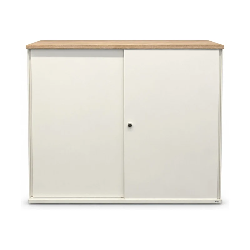 Schiebetürenschrank Bene – Cremeweiß, 120 × 43 × 115 cm, abschließbar, gebraucht