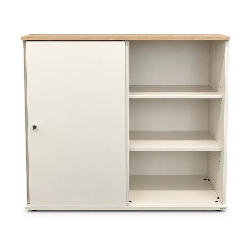 Schiebetürenschrank Bene – Cremeweiß, 120 × 43 × 115 cm, abschließbar, gebraucht