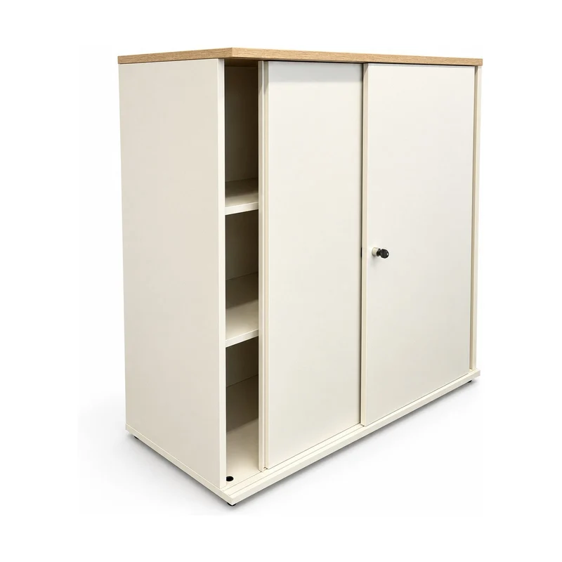 Schiebetürenschrank Bene – Cremeweiß, 120 × 43 × 115 cm, abschließbar, gebraucht