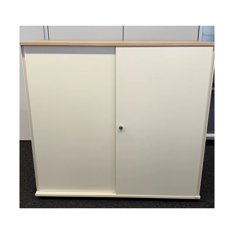 Schiebetürenschrank Bene – Cremeweiß, 120 × 43 × 115 cm, abschließbar, gebraucht