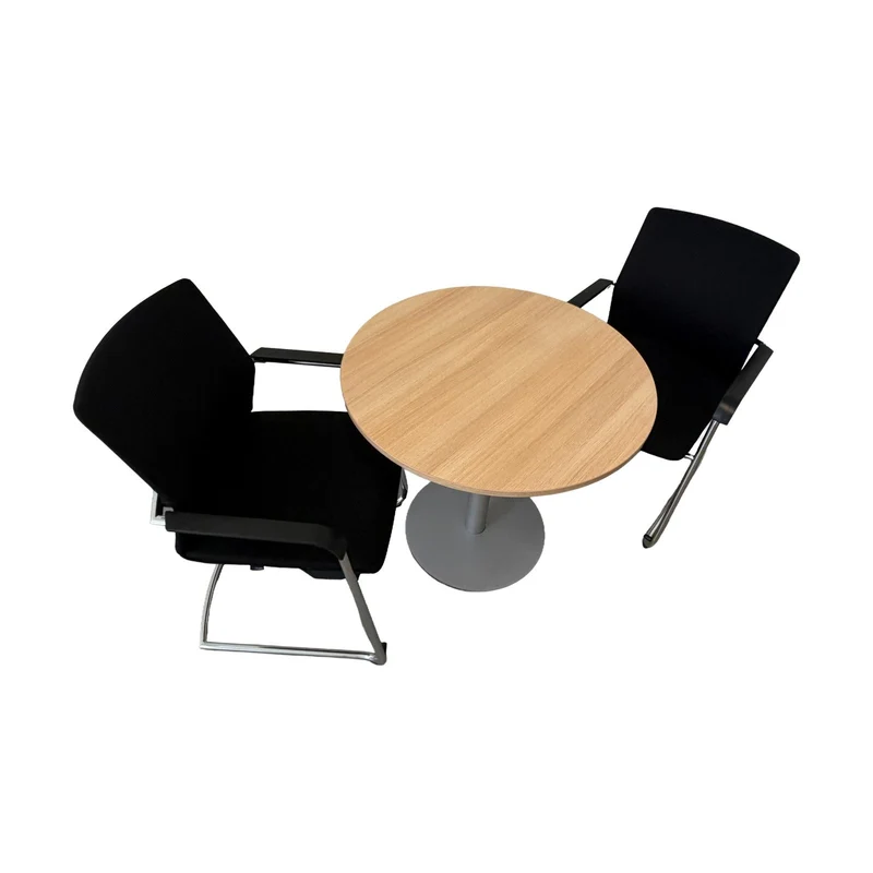 Sitzgruppe Wilkhahn & Bene – Bistrotisch Ø 80 cm mit 2 Freischwingern Schwarz, gebraucht