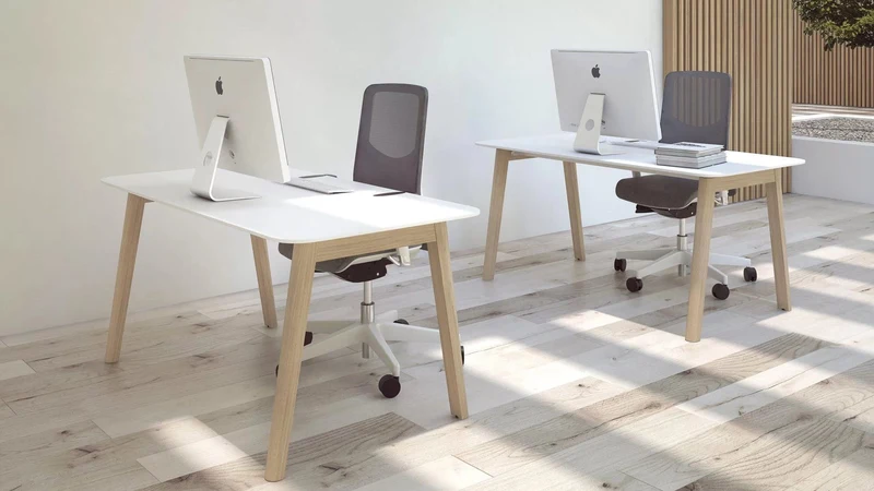 Schreibtisch Nova Wood - Eckige Platte