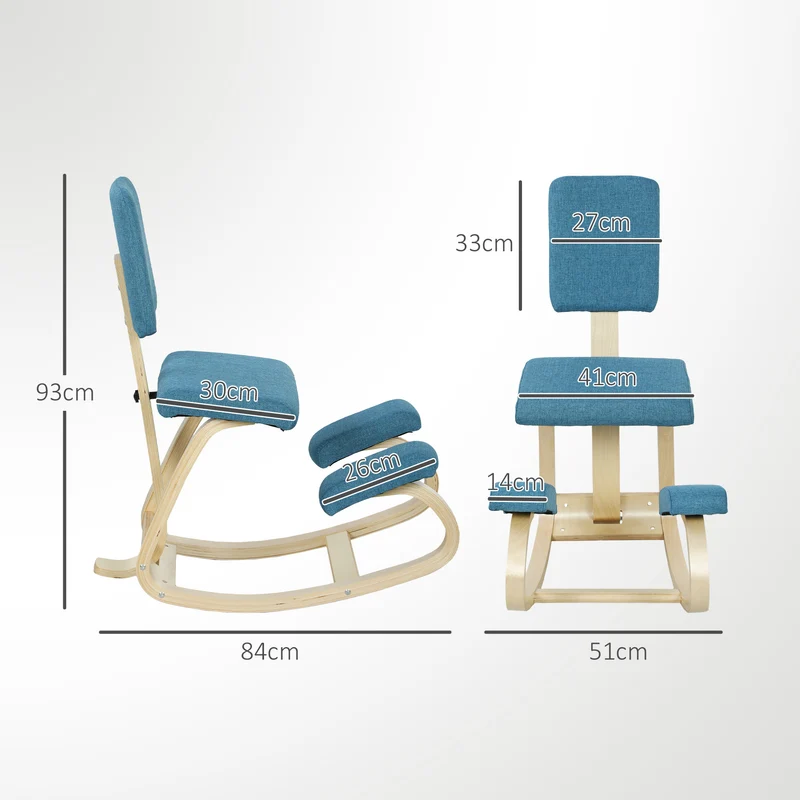 Cadeira Ajoelhada Ergonômica Assento de Saúde para Casa Escritório Meditação Azul Escuro
