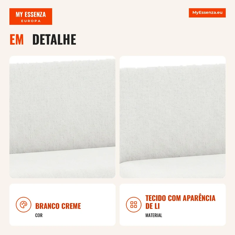 Cadeira de Sala de Jantar sem Apoios de Braços Tecido com Aparência de Linho Cadeira de Cozinha com Encosto e Pés Metálicos para Sala de Estar Bege