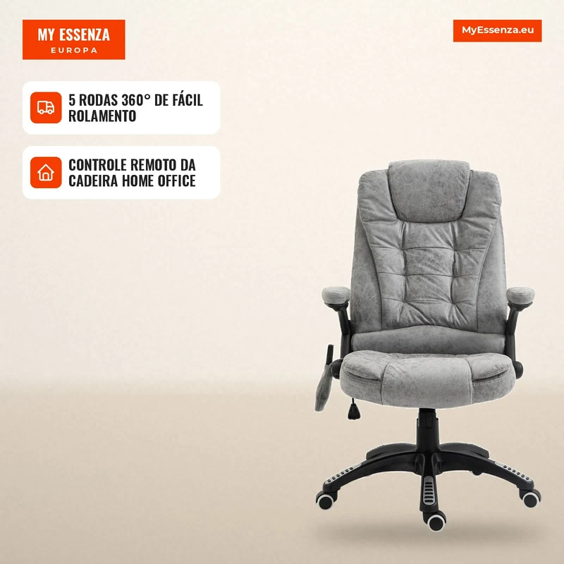 Cadeira de executivo com função de massagem e aquecimento, ergonômica, ajustável, até 120kg, cinza
