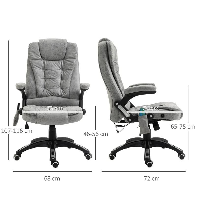 Cadeira de executivo com função de massagem e aquecimento, ergonômica, ajustável, até 120kg, cinza
