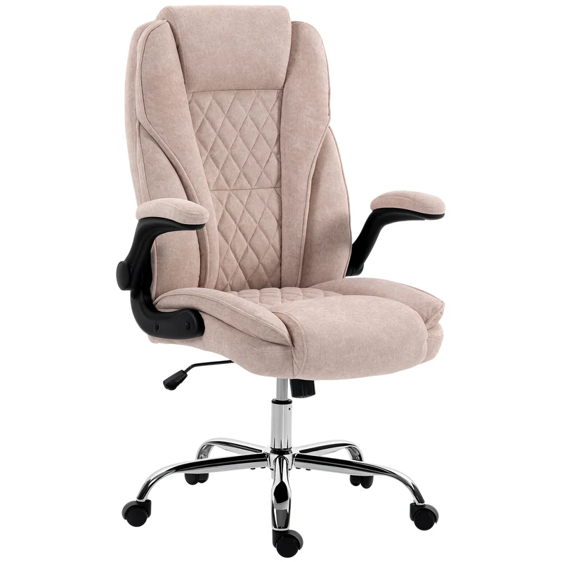 Poltrona de escritório, cadeira de escritório ergonômica, altura ajustável, apoios de braço rebatíveis, 70 x 70 x 114-122 cm, rosa