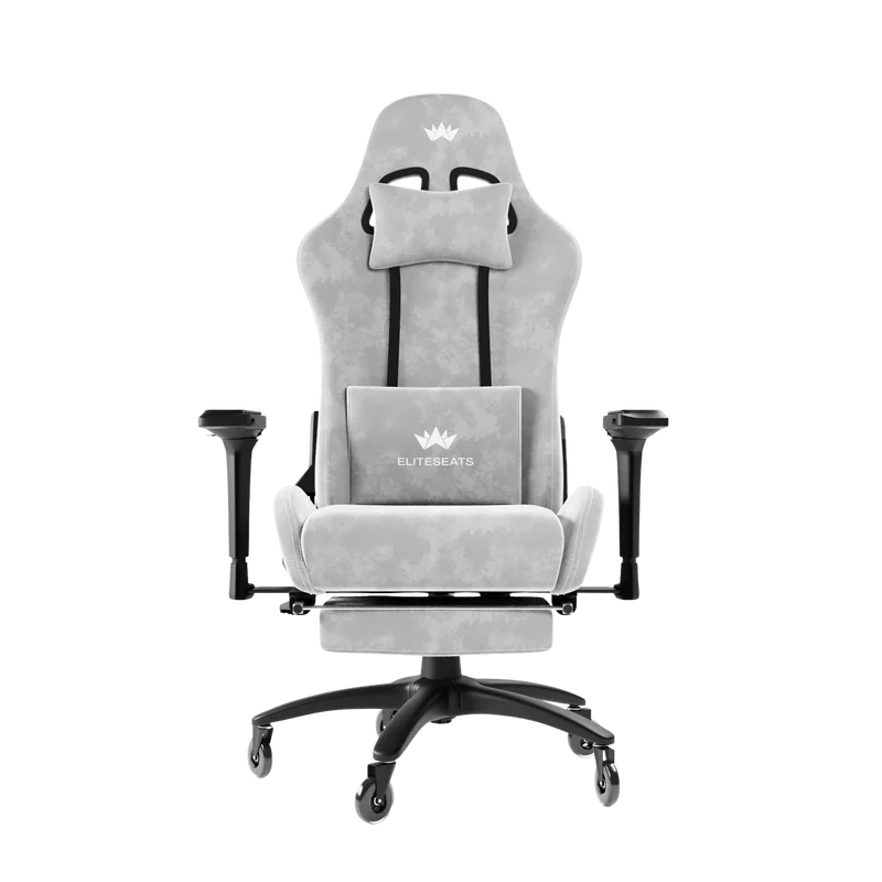 Ergonomischer Gamingstuhl mit Mikrofaser-Velour, 4D Armlehnen & Fußstütze