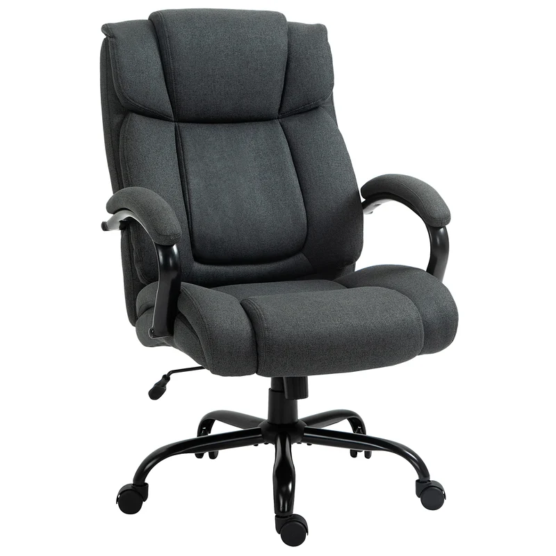 Cadeira de Escritório Cadeira Ergonômica de Secretária Cadeira Giratória com Apoio de Braço Estofado até 220 kg Cinza