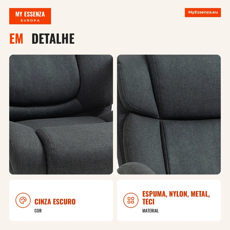 Cadeira de Escritório Cadeira Ergonômica de Secretária Cadeira Giratória com Apoio de Braço Estofado até 220 kg Cinza
