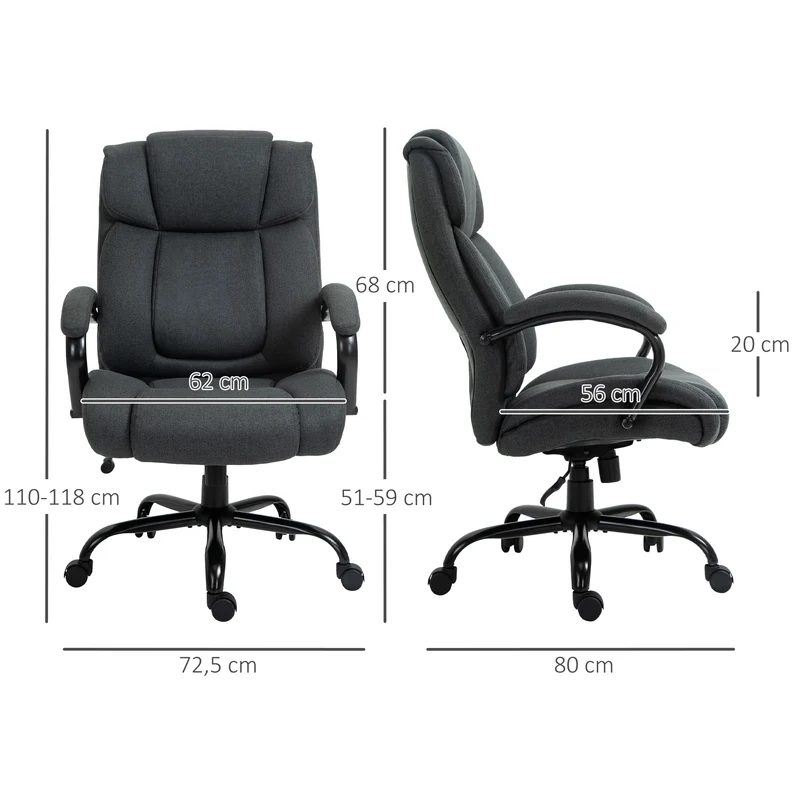 Cadeira de Escritório Cadeira Ergonômica de Secretária Cadeira Giratória com Apoio de Braço Estofado até 220 kg Cinza