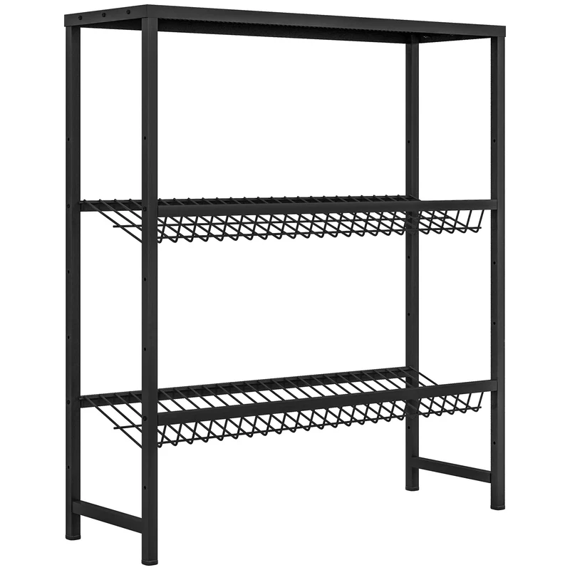 Estante de armazenamento, altura ajustável, metal resistente, design compacto, suporta 210 kg, Preto