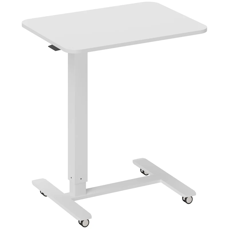 Mesa para Ficar em Pé Regulável em Altura Incl. 4 Rodas Forma em C 65x48x73-110 cm Branco