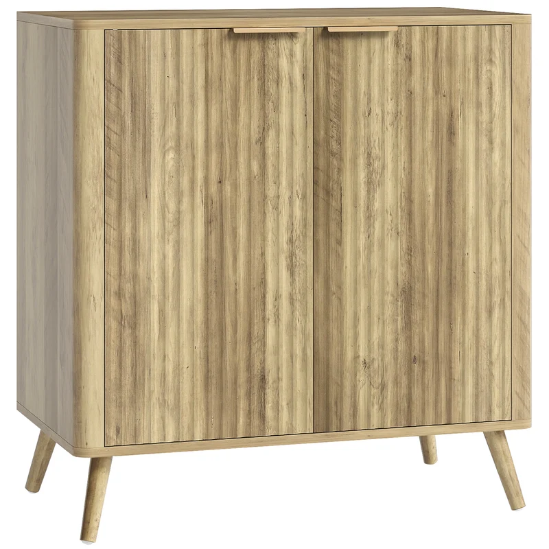 Aparador de Sala Móvel de Arrumação com Armário 2 Portas e Prateleira Ajustável 77x40x81 cm Efeito Madeira
