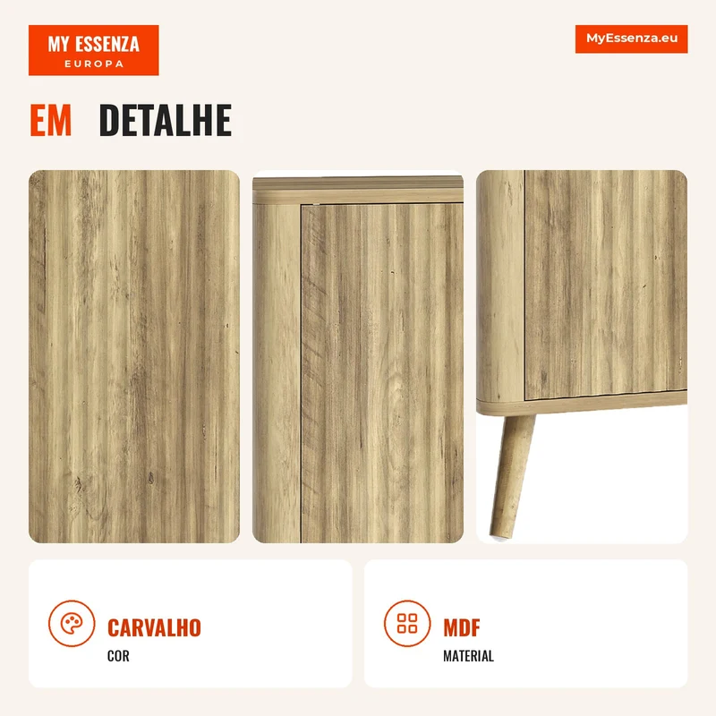 Aparador de Sala Móvel de Arrumação com Armário 2 Portas e Prateleira Ajustável 77x40x81 cm Efeito Madeira