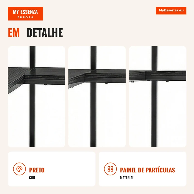 Estante de Canto Industrial de 7 Níveis com Prateleiras de Arrumação 60x60x198 cm Preto