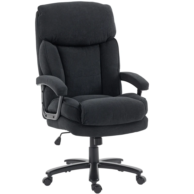 Cadeira Executiva Ergonómica Cadeira de Escritório até 200 kg com Aspeto de Linho Encosto Alto