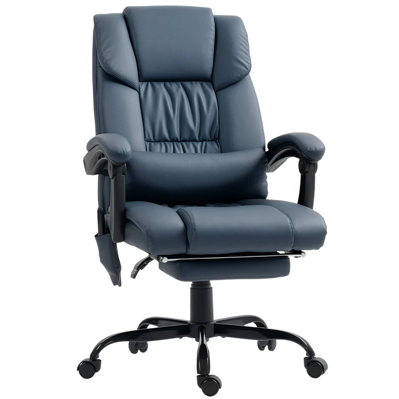 Cadeira de Massagem Apoio de Pés Altura Ajustável 66x75x112-122 cm Azul