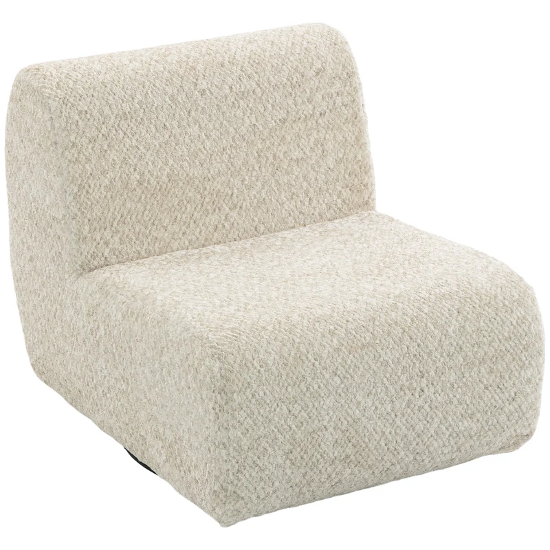 Poltrona de Sala Giratória 360° Poltrona 1 Lugar Estofada em Chenille com Assento Extra-largo Enchimento Espesso Bege