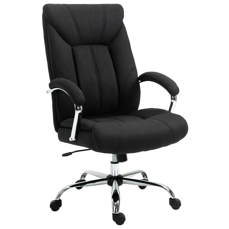 Poltrona de Escritório Cadeira de Escritório Ergonómica Altura Ajustável Encosto Alto Função de Balanço 65x78x118 cm Preto
