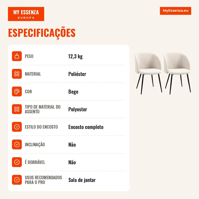 Conjunto de 2 Cadeiras de Sala de Jantar com Encosto em Tecido Pernas em Aço 55x62x80 cm Bege Preto