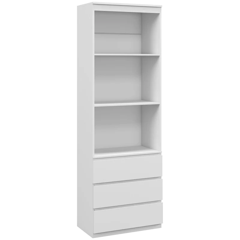 Estante Alta de 180 cm com 3 Prateleiras e 3 Gavetas 60x35x180 cm Branco