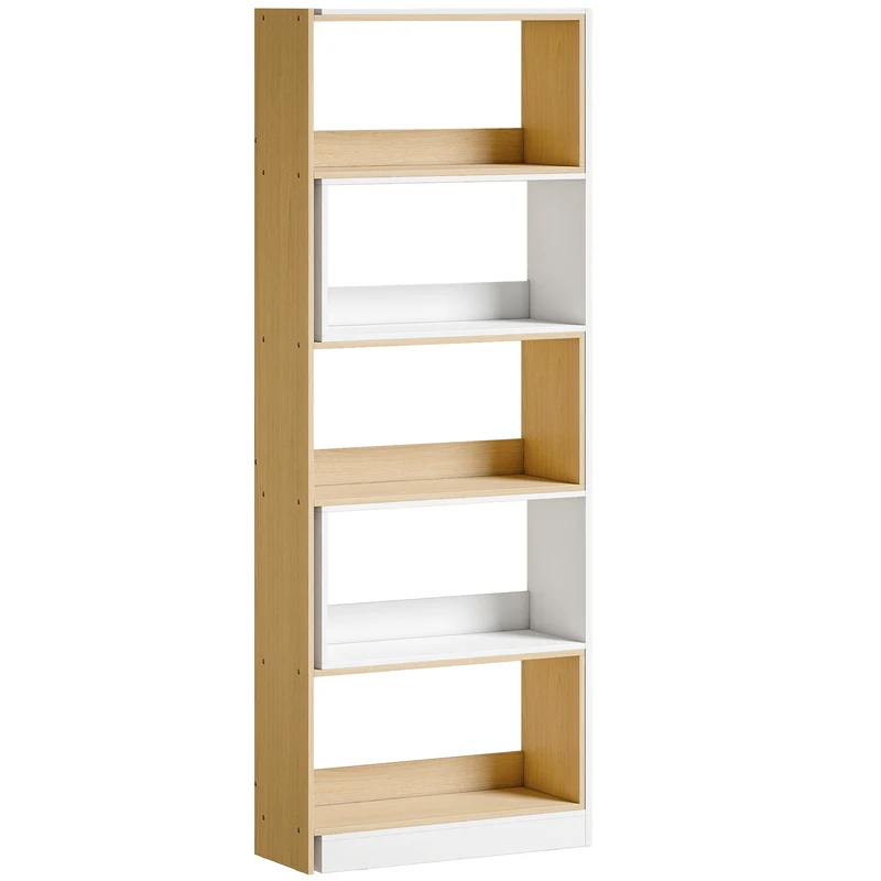 Estante de Canto Giratória 350° com 5 Níveis Prateleira de Arrumação Extensível em Forma de L 60-111x24x164 cm Carvalho